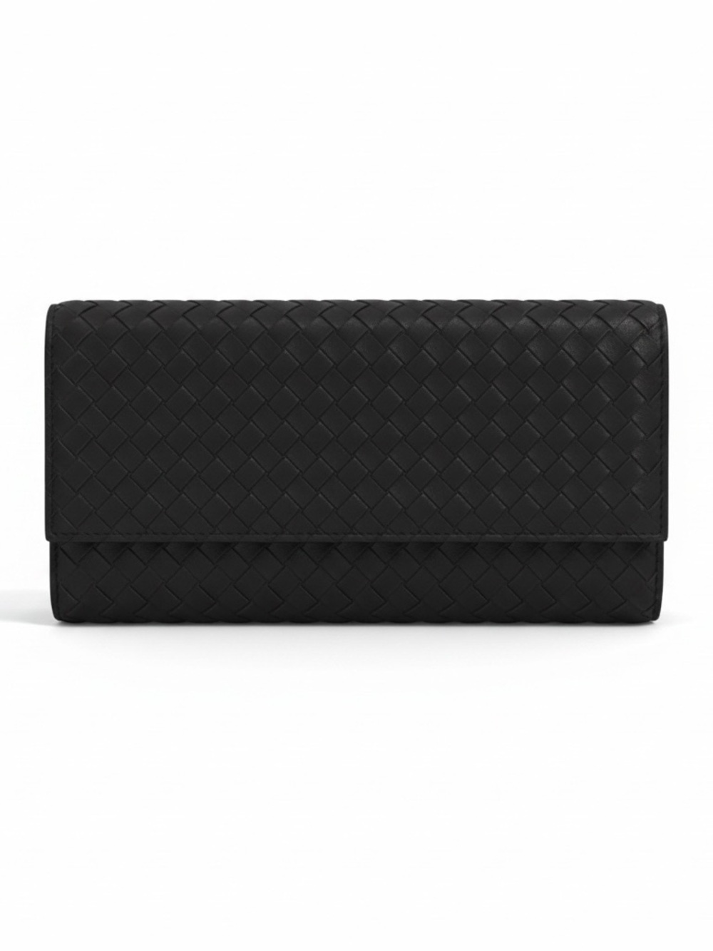 Bottega Veneta Black Intrecciato Foldover Clutch with Insert